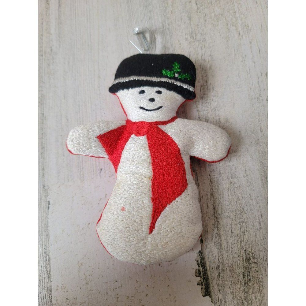 Plush snowman mistletoe scarf ornament Xmas